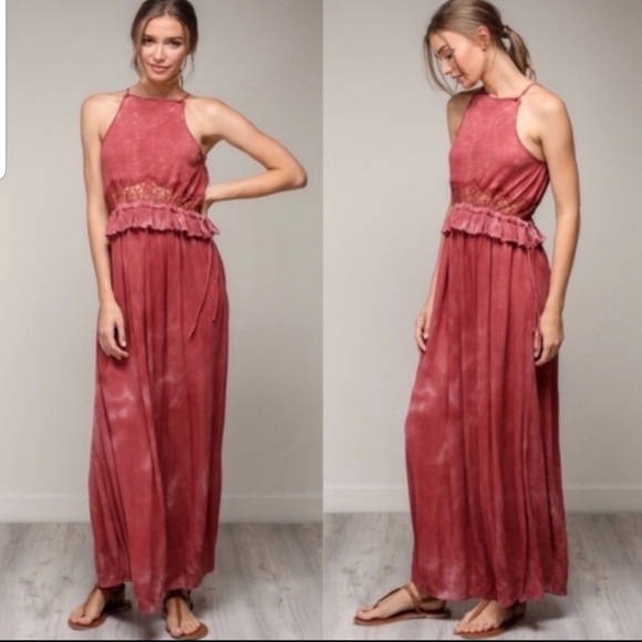 Mustard Seed Dresses & Skirts - Lace inset maxi dress 100% cotton